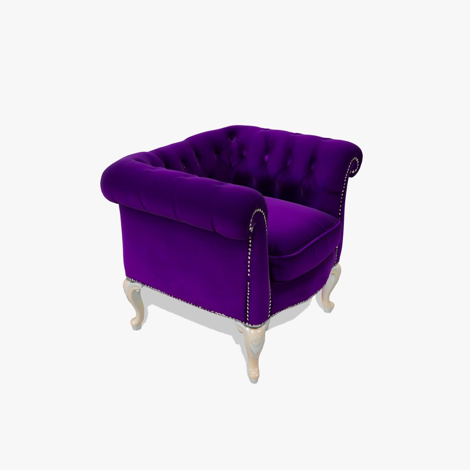 Elegant Purple Velvet Armchair model pack